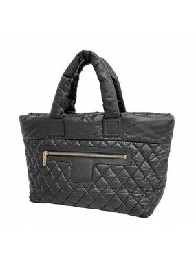 Chanel Tote Coco Cocoon Nylon Black Silver